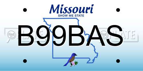 B99BAS Missouri License Plate