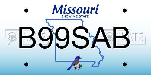 B99SAB Missouri License Plate