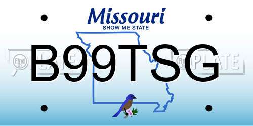 B99TSG Missouri License Plate