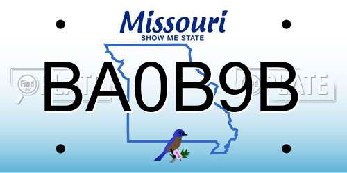 BA0B9B Missouri License Plate