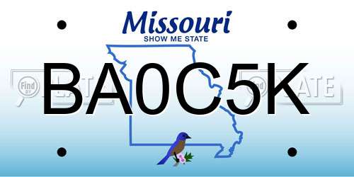 BA0C5K Missouri License Plate