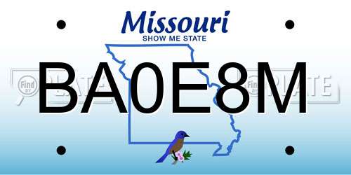BA0E8M Missouri License Plate
