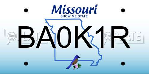 BA0K1R Missouri License Plate