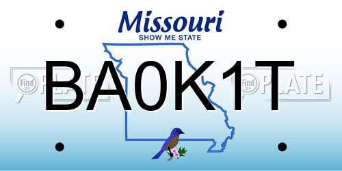 BA0K1T Missouri License Plate