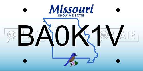BA0K1V Missouri License Plate