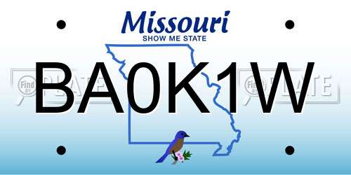 BA0K1W Missouri License Plate