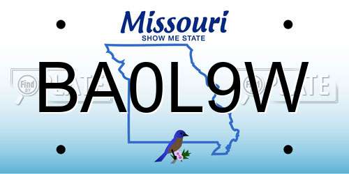 BA0L9W Missouri License Plate