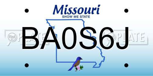 BA0S6J Missouri License Plate