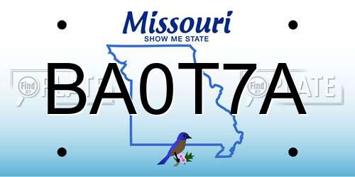 BA0T7A Missouri License Plate