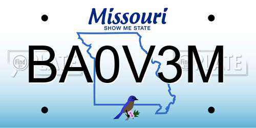 BA0V3M Missouri License Plate