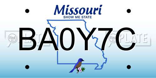 BA0Y7C Missouri License Plate