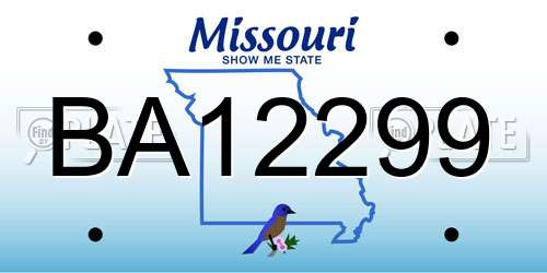 BA12299 Missouri License Plate