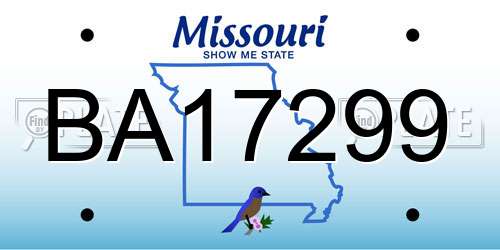 BA17299 Missouri License Plate
