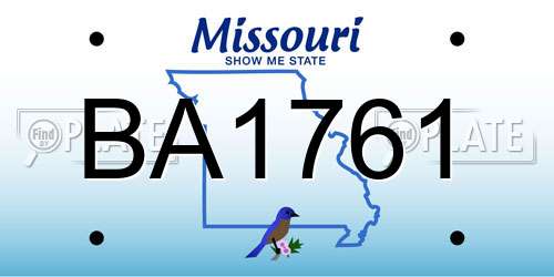 BA1761 Missouri License Plate