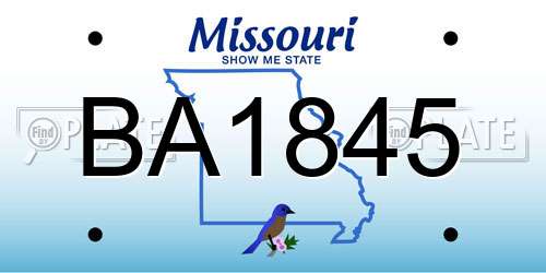 BA1845 Missouri License Plate