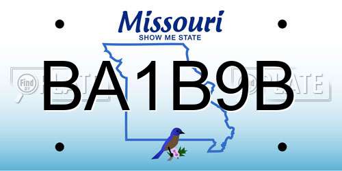 BA1B9B Missouri License Plate