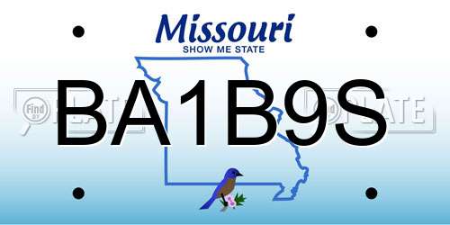 BA1B9S Missouri License Plate