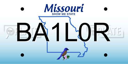 BA1L0R Missouri License Plate