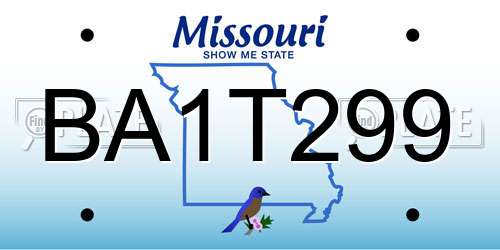 BA1T299 Missouri License Plate