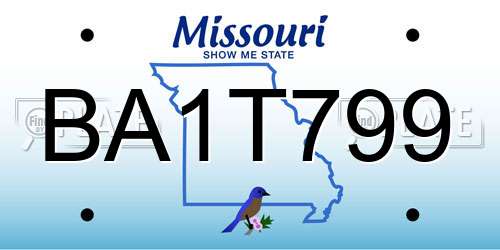 BA1T799 Missouri License Plate