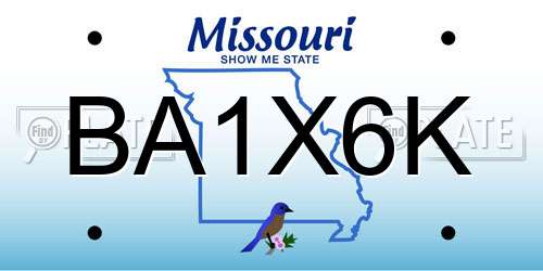 BA1X6K Missouri License Plate