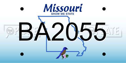 BA2055 Missouri License Plate