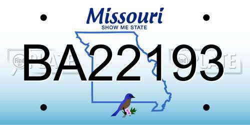BA22193 Missouri License Plate