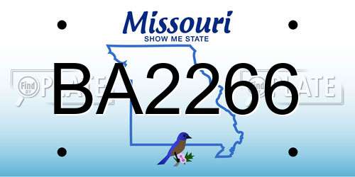 BA2266 Missouri License Plate