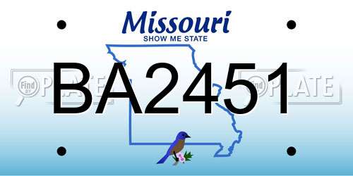 BA2451 Missouri License Plate