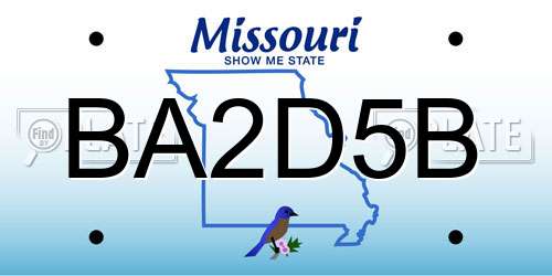BA2D5B Missouri License Plate