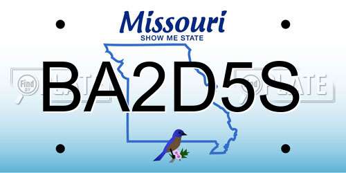 BA2D5S Missouri License Plate