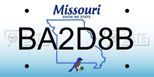 BA2D8B Missouri License Plate
