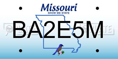 BA2E5M Missouri License Plate