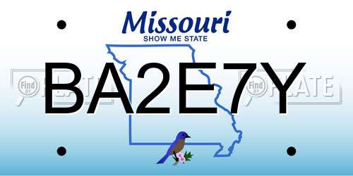 BA2E7Y Missouri License Plate