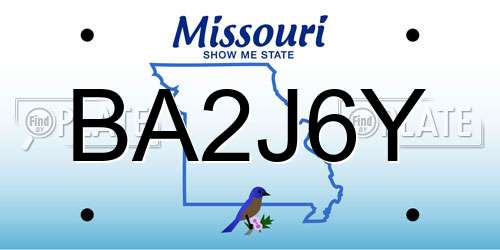 BA2J6Y Missouri License Plate