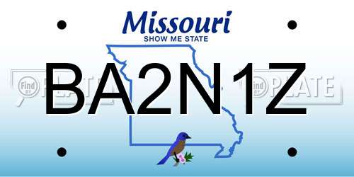BA2N1Z Missouri License Plate