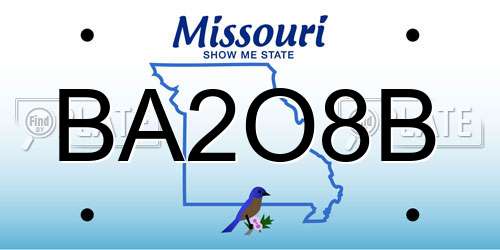 BA2O8B Missouri License Plate