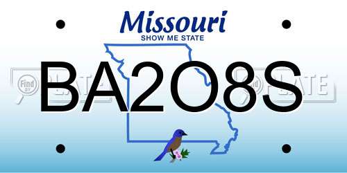 BA2O8S Missouri License Plate