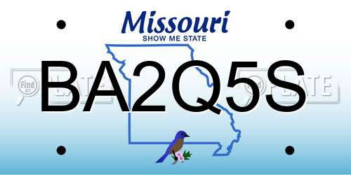 BA2Q5S Missouri License Plate