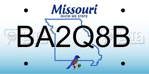 BA2Q8B Missouri License Plate