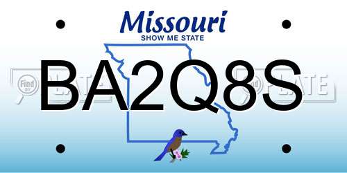 BA2Q8S Missouri License Plate