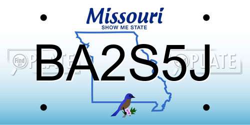 BA2S5J Missouri License Plate