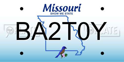 BA2T0Y Missouri License Plate