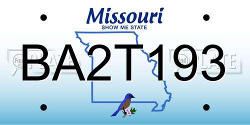 BA2T193 Missouri License Plate