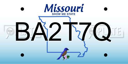 BA2T7Q Missouri License Plate