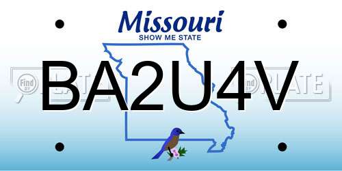 BA2U4V Missouri License Plate