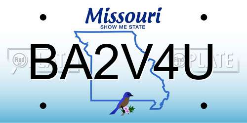 BA2V4U Missouri License Plate