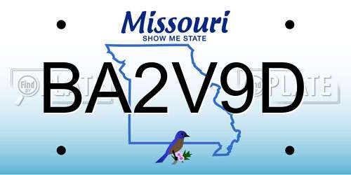 BA2V9D Missouri License Plate