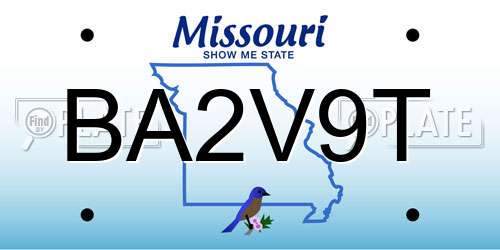 BA2V9T Missouri License Plate
