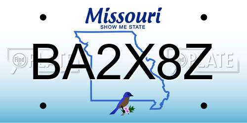 BA2X8Z Missouri License Plate